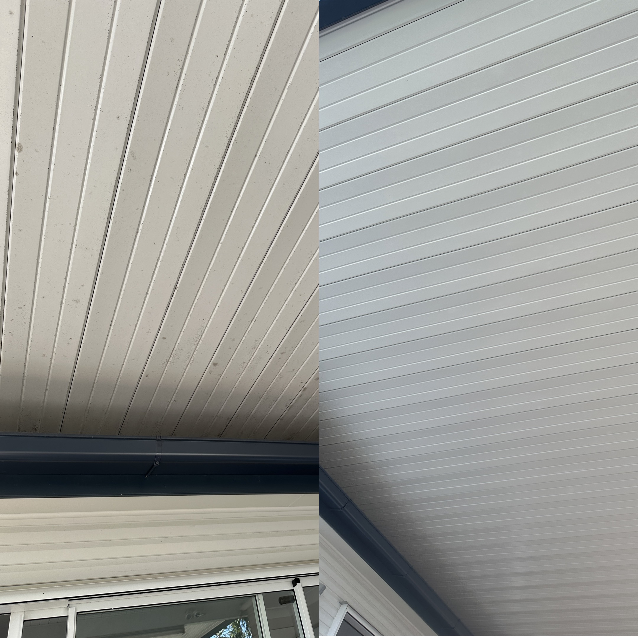 Clean house eaves and siding detail